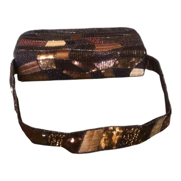 K.C. Malhan Marilyn Purse Beaded Sequined Evening Shoulder Bag Magnetic Clasp - Picture 7 of 16